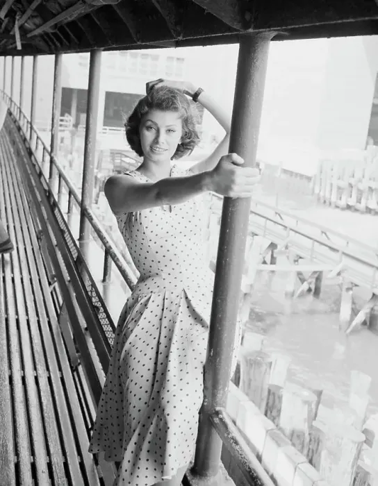 Framed Print : Sophia Loren On Poses On Railing Framed Print : Sophia Loren On Poses On Railing