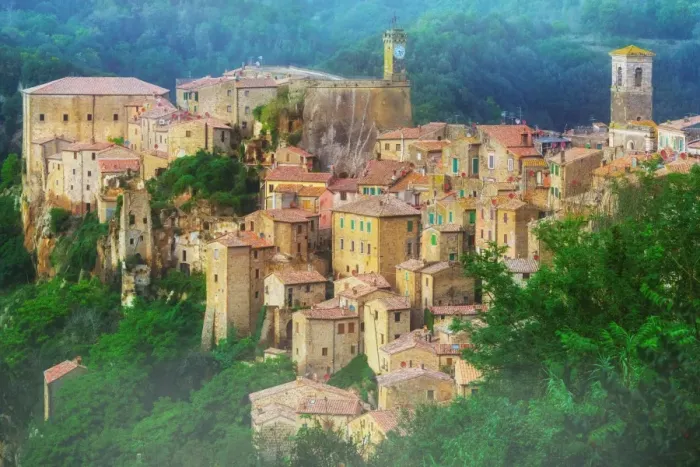 Framed Print : Sorano, a town built on a tuff rock, is one of the most beautiful villages in Italy Framed Print : Sorano, a town built on a tuff rock, is one of the most beautiful villages in Italy