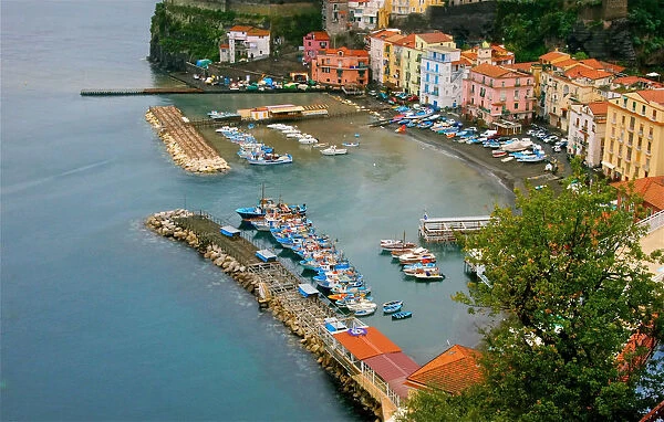 Sorrento colourful small harbour aerial view