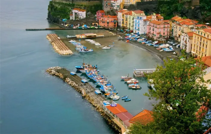 Framed Print : Sorrento colourful small harbour aerial view Framed Print : Sorrento colourful small harbour aerial view