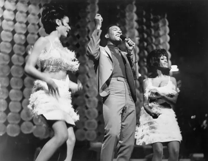 Framed Print : Soul Singer On A TV Show With Dancers Framed Print : Soul Singer On A TV Show With Dancers