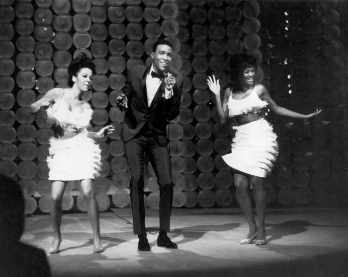 Framed Print : Soul Singer On A TV Show With Dancers Framed Print : Soul Singer On A TV Show With Dancers