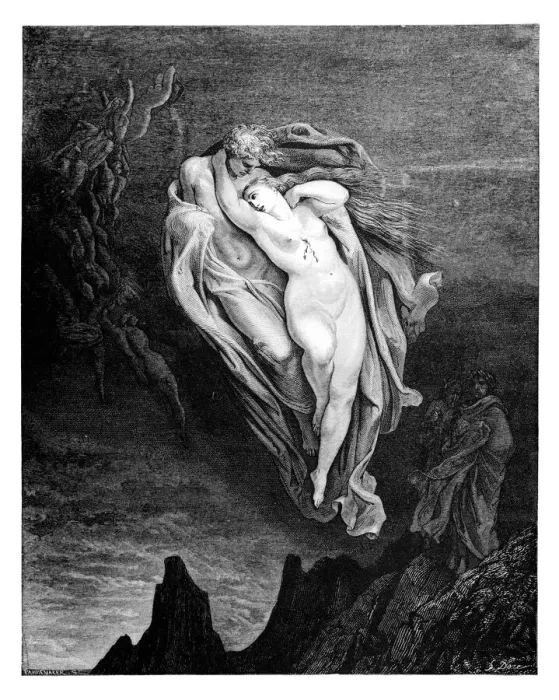 Framed Print : The souls of Paolo and Francesca Framed Print : The souls of Paolo and Francesca