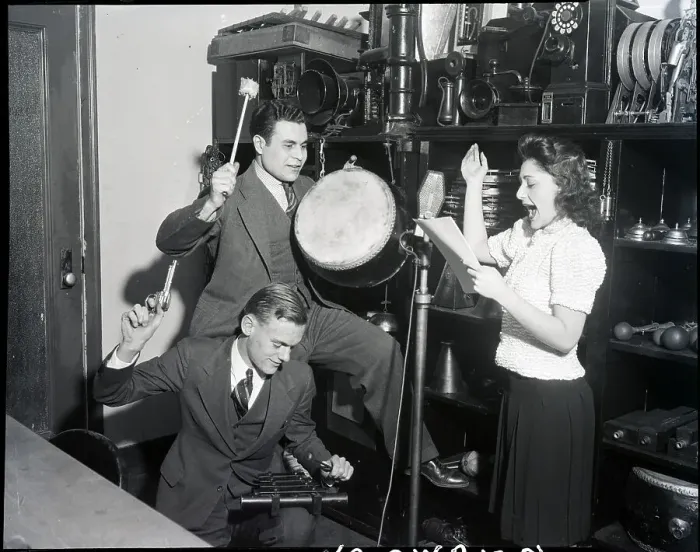 Framed Print : Sound Effects Department As Program Airs Framed Print : Sound Effects Department As Program Airs