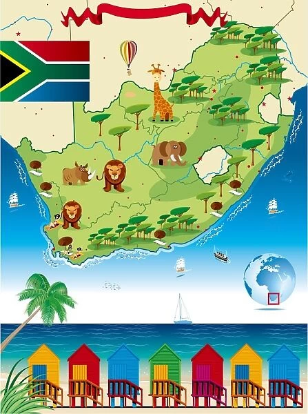 South Africa Cartoon Map