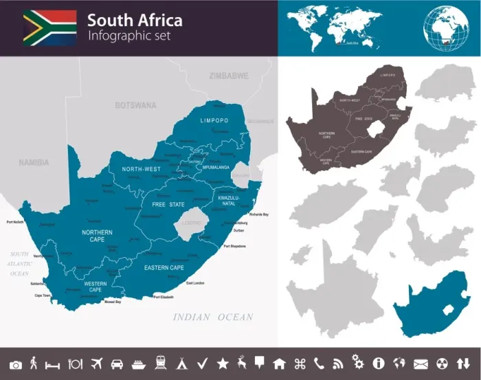 Framed Print : South Africa - Infographic map - illustration Framed Print : South Africa - Infographic map - illustration