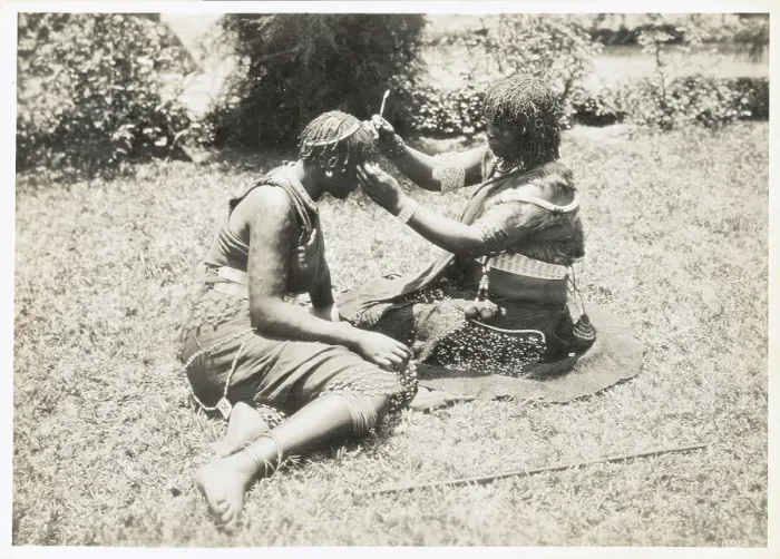 Framed Print : South African Woman Grooming Another's Hair with Elaborate Braids Framed Print : South African Woman Grooming Another's Hair with Elaborate Braids