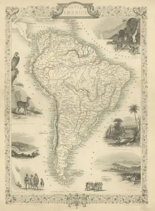 Framed Print : South America Engraved map 1851 Framed Print : South America Engraved map 1851