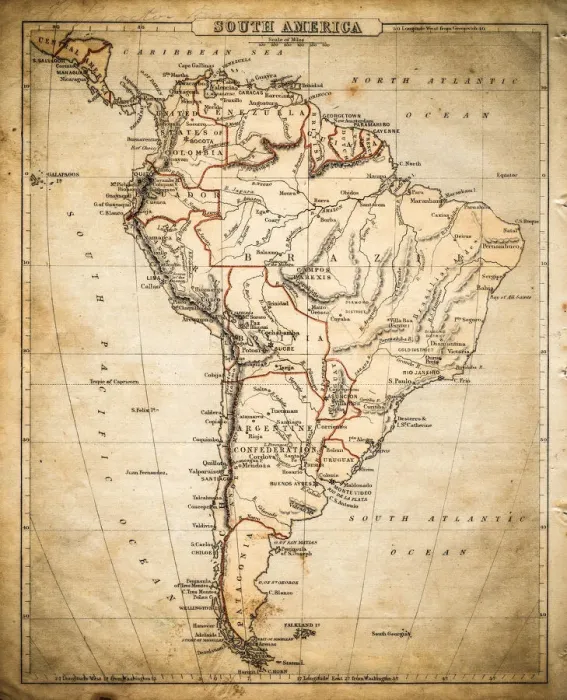 Framed Print : South America map of 1869 Framed Print : South America map of 1869
