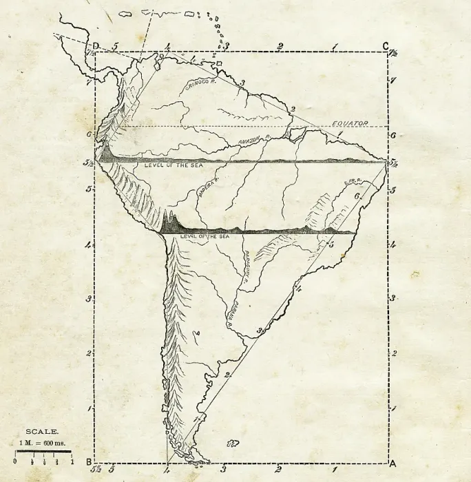 Framed Print : South America map 1876 Framed Print : South America map 1876
