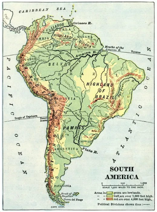 Framed Print : South America map 1892 Framed Print : South America map 1892