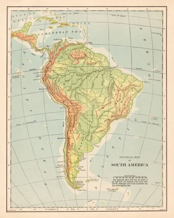 Framed Print : South America map 1898 Framed Print : South America map 1898
