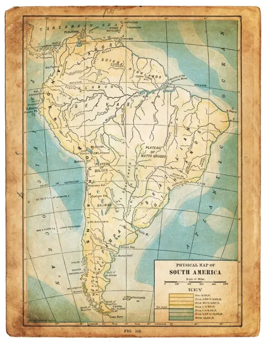 Framed Print : South America map 1898 Framed Print : South America map 1898