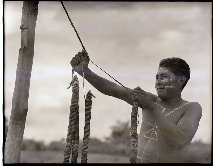 Framed Print : South American Man Making Rope Framed Print : South American Man Making Rope