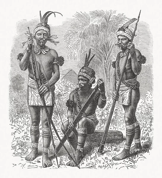 South American native people, wood engraving, published in 1897