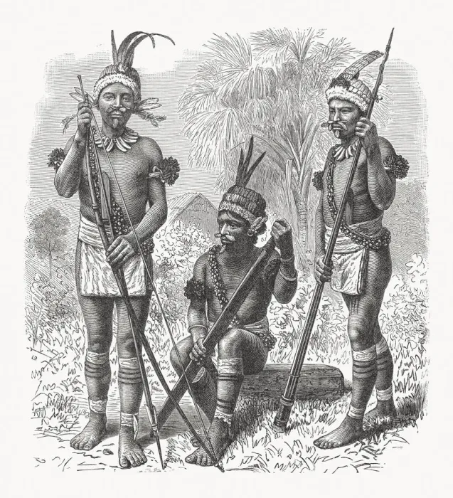 Framed Print : South American native people, wood engraving, published in 1897 Framed Print : South American native people, wood engraving, published in 1897