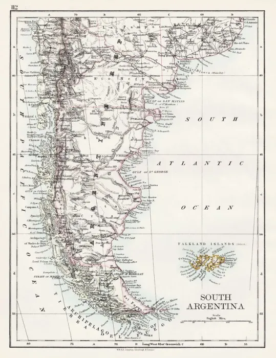 Framed Print : South Argentina map 1897 Framed Print : South Argentina map 1897