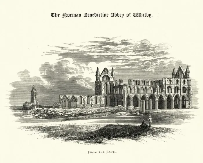 Framed Print : From the South, Benedictine Abbey of Whitby, North Yorkshire Framed Print : From the South, Benedictine Abbey of Whitby, North Yorkshire