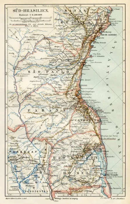 Framed Print : South Brazil map 1895 Framed Print : South Brazil map 1895
