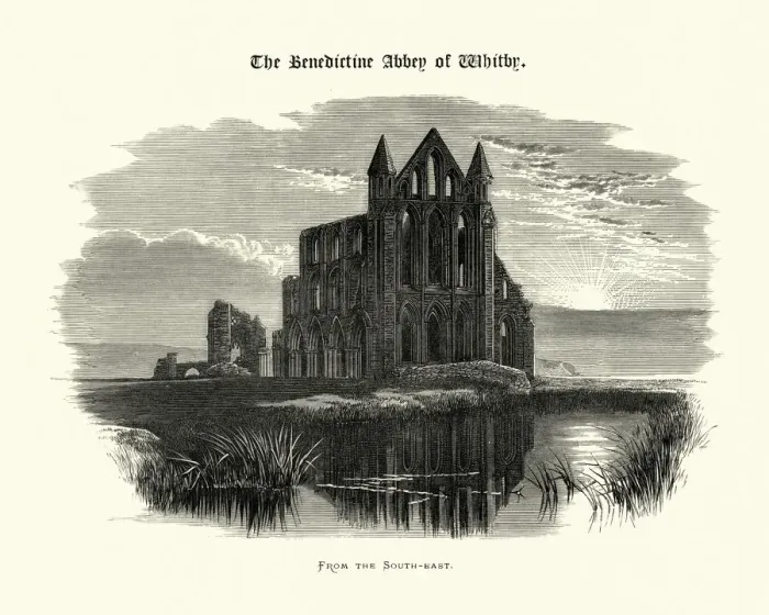 Framed Print : From the South East, Benedictine Abbey of Whitby, North Yorkshire Framed Print : From the South East, Benedictine Abbey of Whitby, North Yorkshire