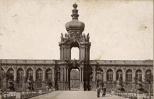 The south entrance to the Zwinger in Dresden in 1887, Saxony, Germany, Historical, digitally restored reproduction from an 18th or 19th century original
