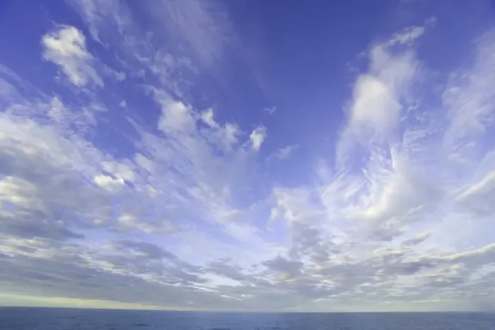 Framed Print : South Georgia, cumulus clouds in sky over calm sea, sunrise Framed Print : South Georgia, cumulus clouds in sky over calm sea, sunrise