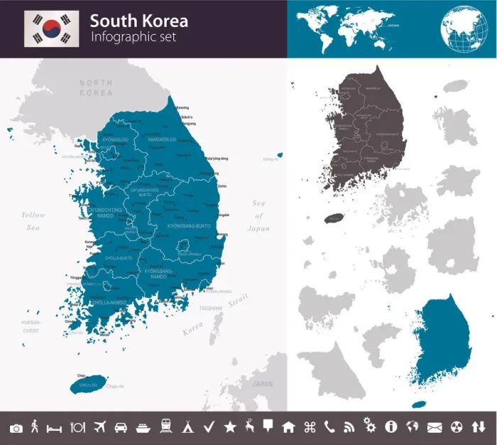 Framed Print : South Korea - Infographic map - illustration
