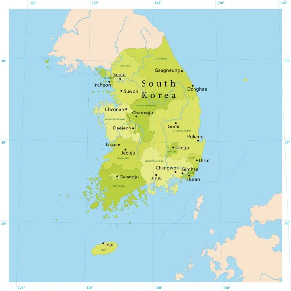 South Korea Vector Map available as Framed Prints, Photos, Wall Art and  Photo Gifts #14833487