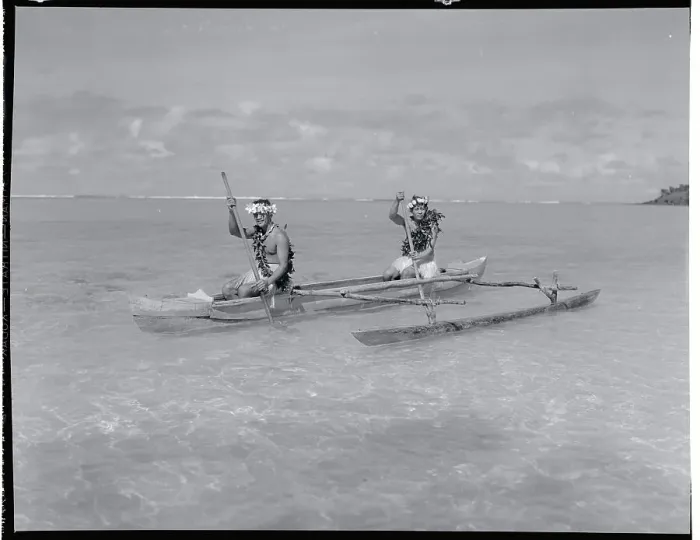 Framed Print : South Seas Natives Traveling by Boat to Festival Framed Print : South Seas Natives Traveling by Boat to Festival