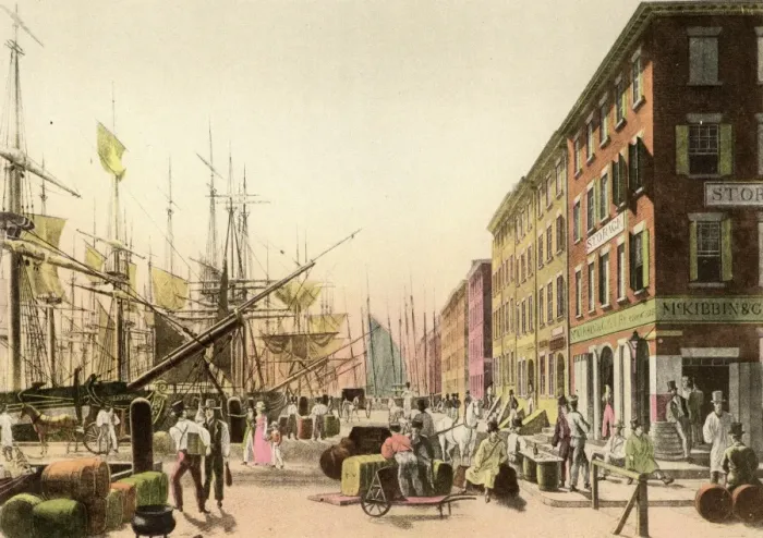 Framed Print : South Street From Maiden Lane, 1828 Framed Print : South Street From Maiden Lane, 1828