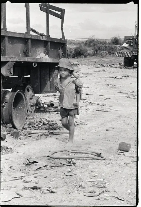 Framed Print : South Vietnamese Boy Carrying Brother on Back Framed Print : South Vietnamese Boy Carrying Brother on Back