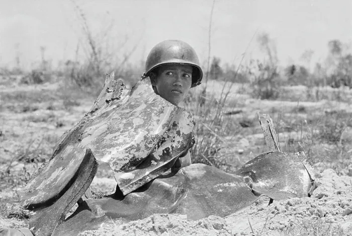 Framed Print : South Vietnamese Soldier Takes Cover Framed Print : South Vietnamese Soldier Takes Cover
