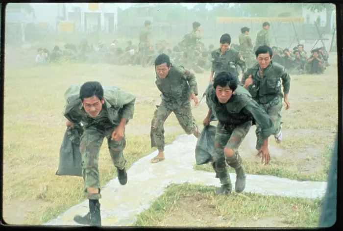 Framed Print : South Vietnamese Troops Running from Communists Framed Print : South Vietnamese Troops Running from Communists