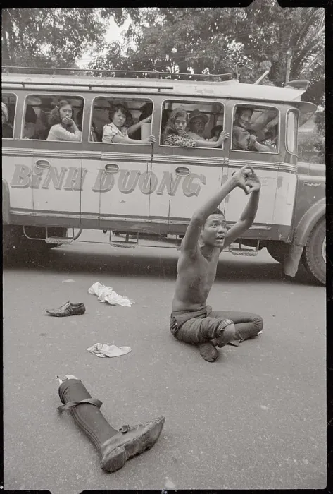 Framed Print : South Vietnamese Veteran Protesting near Veteran's Ministry Framed Print : South Vietnamese Veteran Protesting near Veteran's Ministry