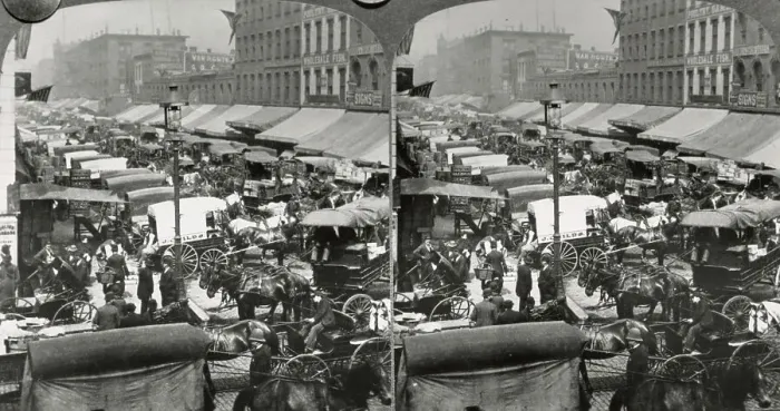 Framed Print : South Water Street Stereoscopic Image