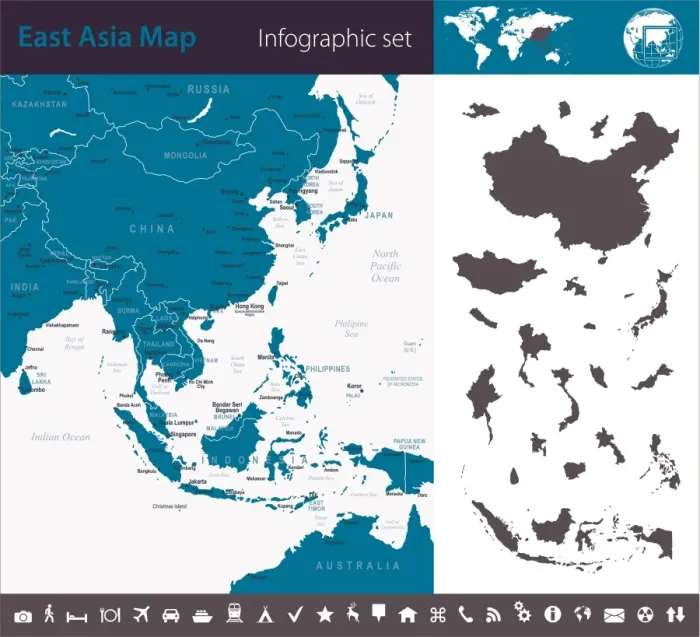 Framed Print : Southeast Asia - Infographic map - illustration Framed Print : Southeast Asia - Infographic map - illustration