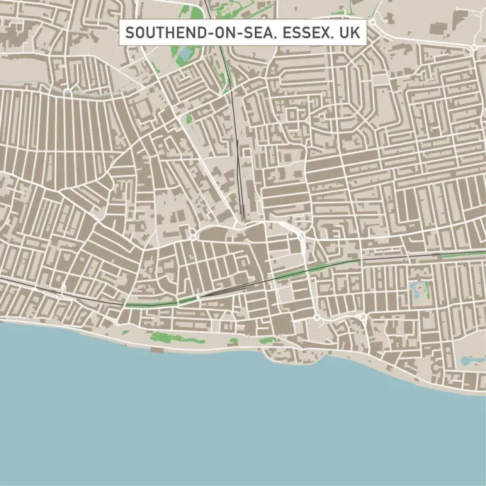 Framed Print : Southend-on-Sea Essex UK City Street Map Framed Print : Southend-on-Sea Essex UK City Street Map