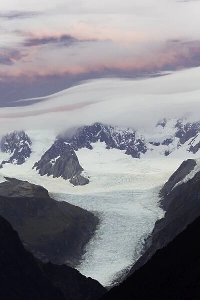 Southern Alps range and glaciers at sunrise, N. Z