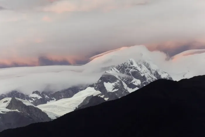 Framed Print : Southern Alps range and glaciers at sunrise, N. Z Framed Print : Southern Alps range and glaciers at sunrise, N. Z