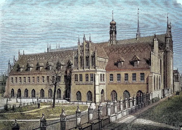 Framed Print : The southern facade of the former Franciscan monastery in Gdansk, Poland, reproduction of an image, woodcut from the year 1881, digitally restored, historical, The southern facade of the former Franciscan monastery in Gdansk, Poland Framed Print : The southern facade of the former Franciscan monastery in Gdansk, Poland, reproduction of an image, woodcut from the year 1881, digitally restored, historical, The southern facade of the former Franciscan monastery in Gdansk, Poland