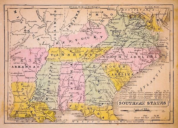 Southern States 1852 Map
