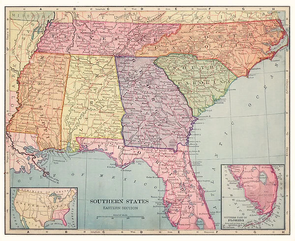 Southern states map 1892