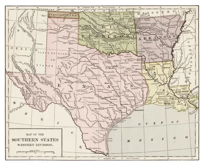 Framed Print : Southern states western division 1889 Framed Print : Southern states western division 1889