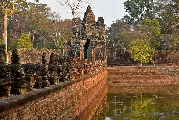 Southgate bridge and gateway Angkor Siem Reap Cambodia