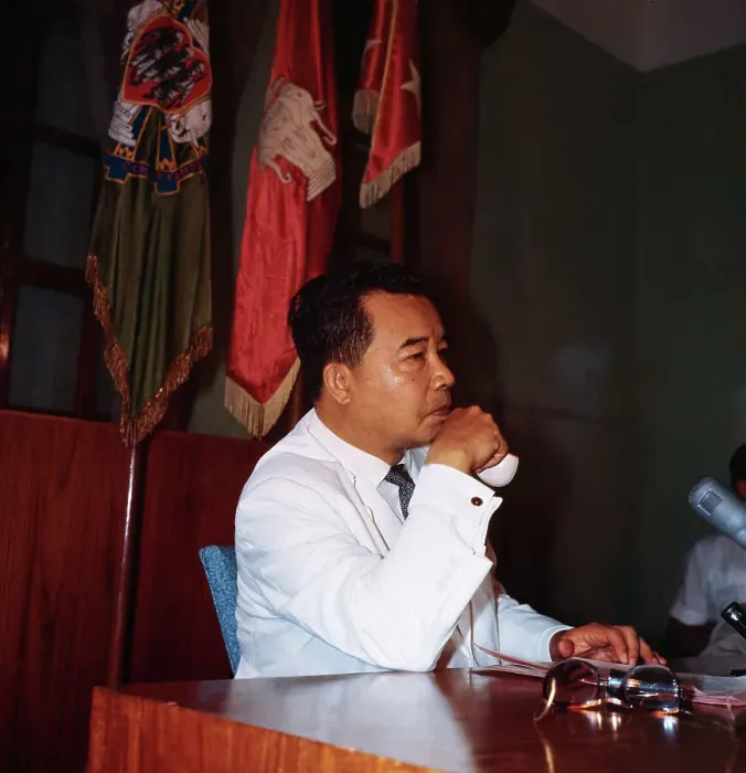 Framed Print : Souvanna Phouma Attending a Press Conference
