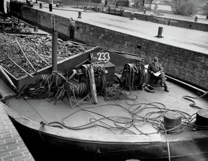 Framed Print : Soviet Barge Passing Through Berlin Lock Framed Print : Soviet Barge Passing Through Berlin Lock