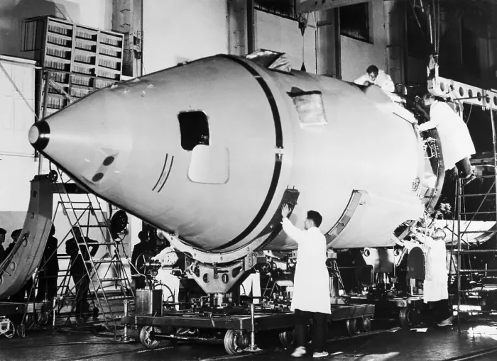 Framed Print : Soviet Space Capsule Being Assembled Framed Print : Soviet Space Capsule Being Assembled