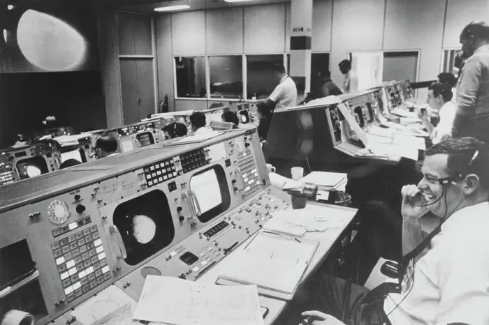 Framed Print : Space Flight Director Watching Television Broadcast Framed Print : Space Flight Director Watching Television Broadcast