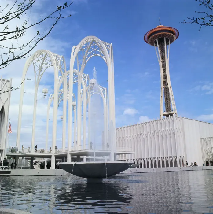 Framed Print : Space Needle and Science Pavilion Court