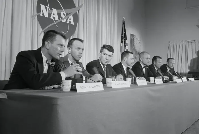 Framed Print : Space Pilots Answering Questions at Press Conference Framed Print : Space Pilots Answering Questions at Press Conference